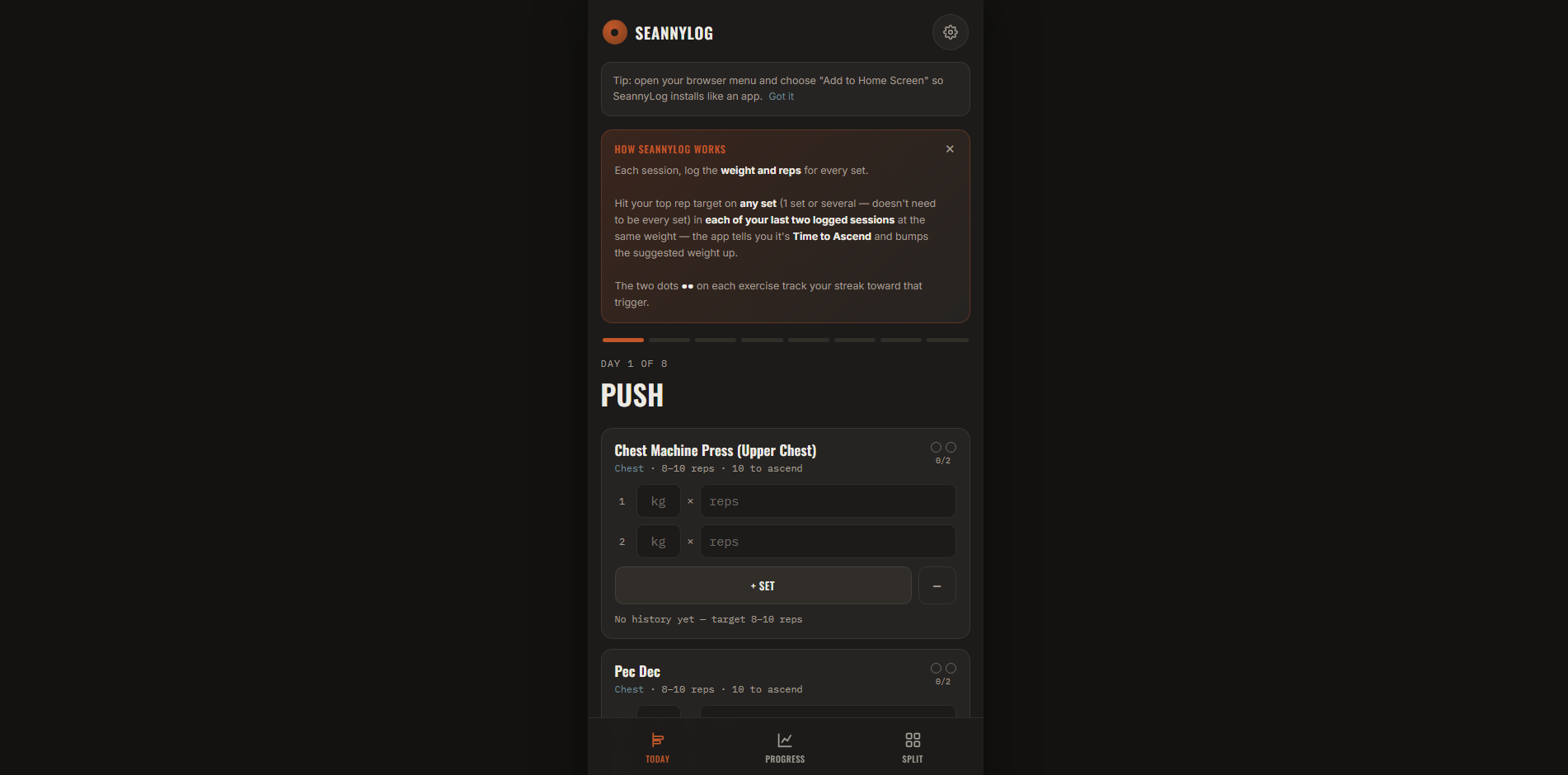 SeannyLog screenshot